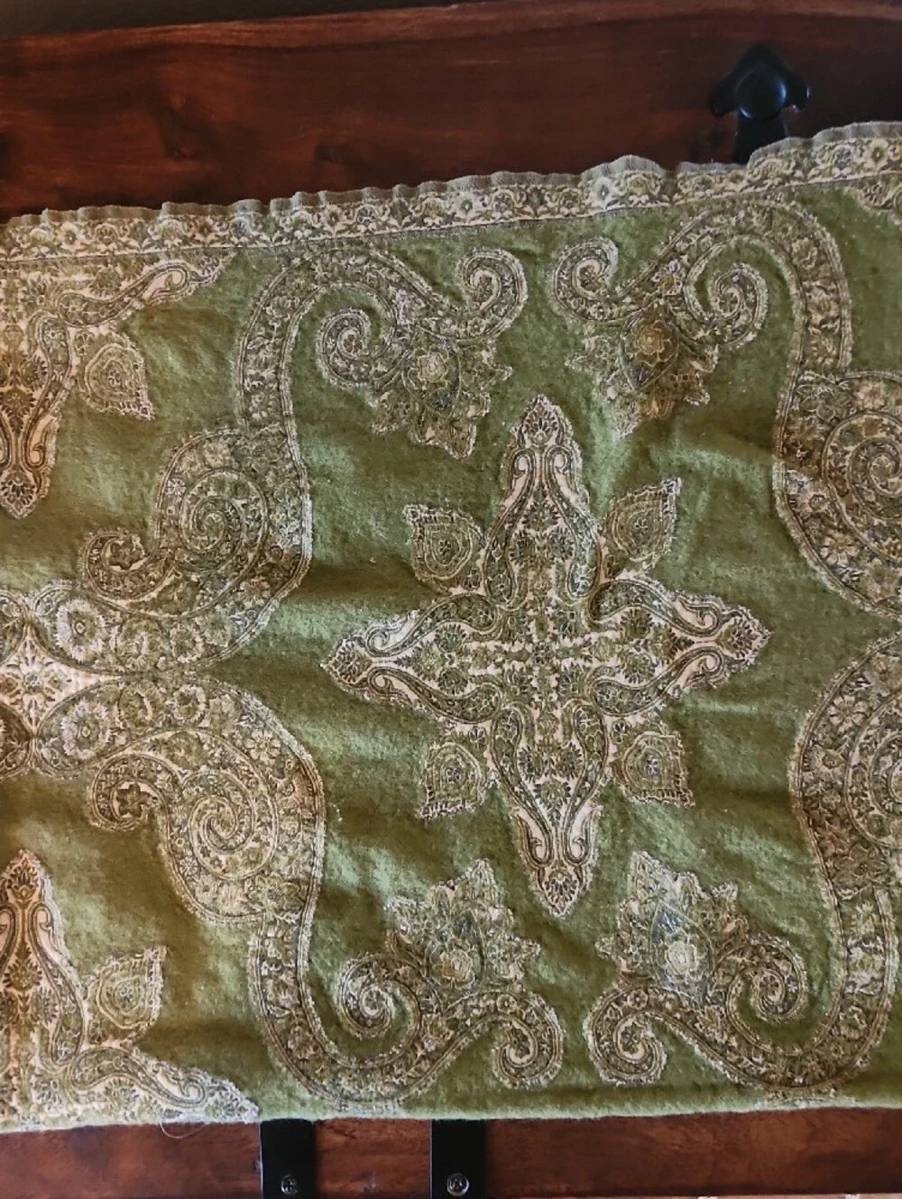 Pottery Barn Olive Green Wool-Cotton Blend Throw Sz 40 X 60